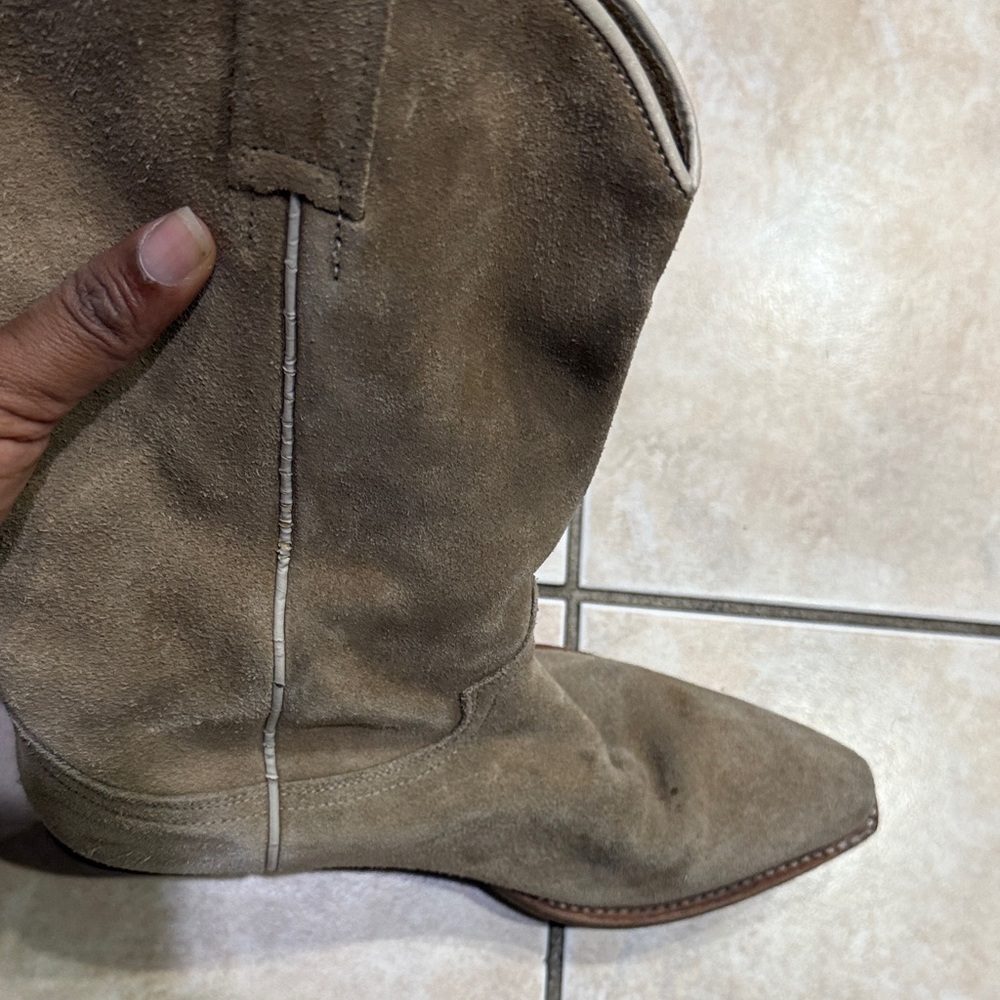 Dr Adams classic cowboy pull on Tan Heeled Boots real leather - Picture 3 of 12
